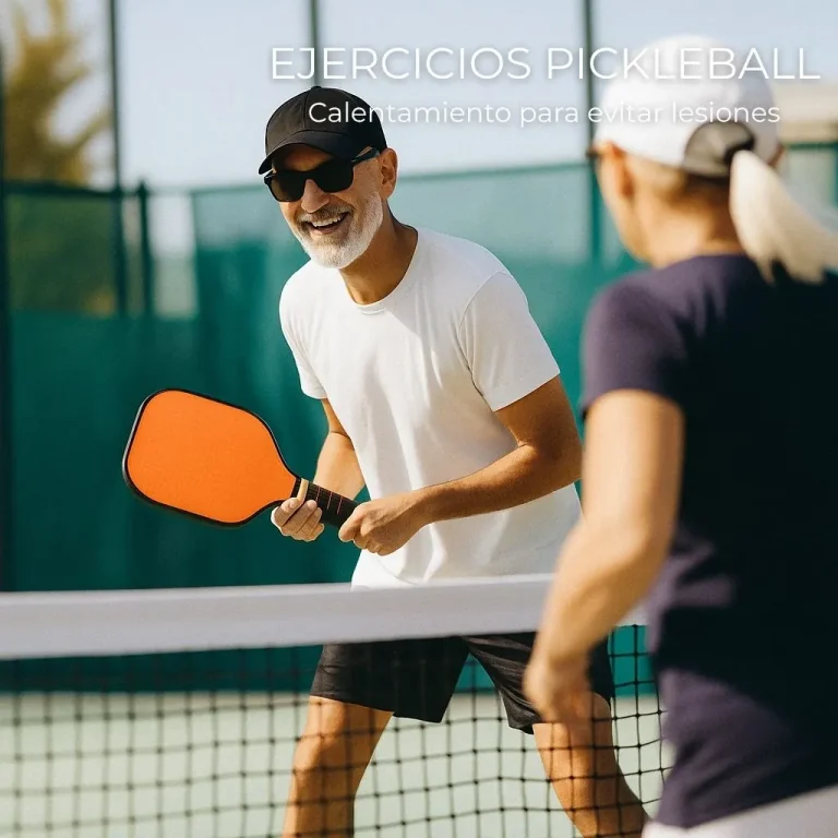Jugadores realizando ejercicios de pickleball